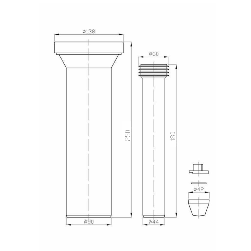 Bruckner WC dopojení - set pro závěsné WC, 250mm 159.322.0