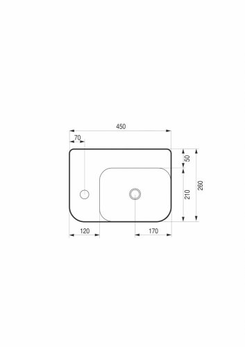 Olsen Spa Umývátko PICCOLO GRANDE 45 x 26 x 15,5 cm Umývátko provedení - Levé umývátko OLKLT5117L