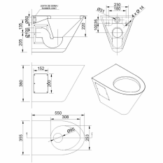 NOFER WC mísa závěsná 380x300x550 mm, nerez mat 13018.S