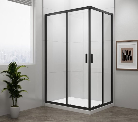 Polysan EASY BLACK obdélníková sprchová zástěna 900x800mm, čiré sklo EL5315B