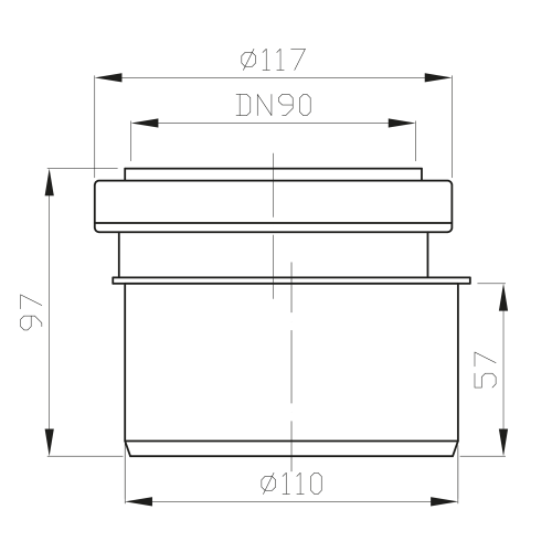 Bruckner Spojovací redukce nízká 110/90mm 159.345.0