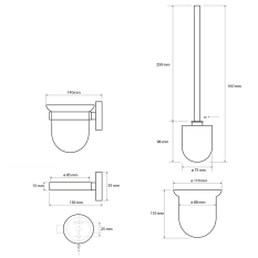 Sapho X-STEEL WC štětka závěsná, mléčné sklo, nerez mat XS301