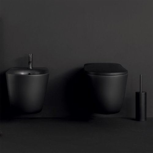 Kerasan NOLITA závěsná WC mísa, Rimless, 35x55cm, černá mat 531431