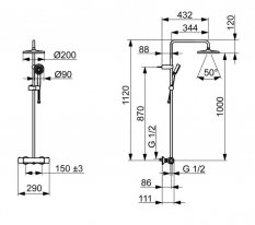 HANSA Basic sprchový set s termostatem, 1 proud, chrom, 55350110