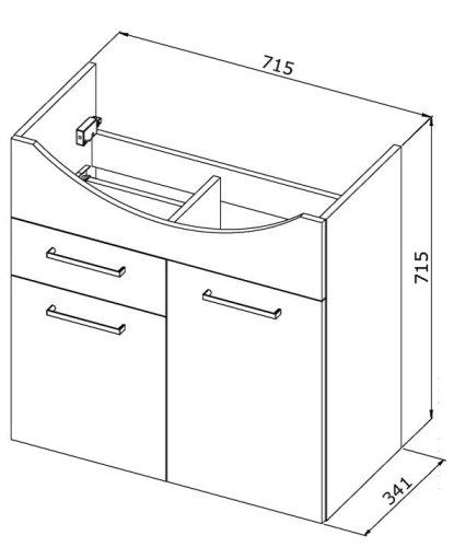 Olsen Spa Skříňka s umyvadlem RINO 75/85 Rozměr A - 67.5 cm, Rozměr B - 34.1 cm, Rozměr C - 71.5 cm OLNRINO275+OLKE6075