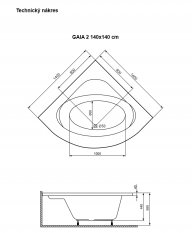ARTTEC Akrylátová vana GAIA 2 CLASSIC - 140 x 140 cm SOR01855