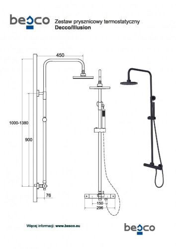 BESCO Termostatický nástěnný set DECCO/ILLUSION černá BABPDITCZ