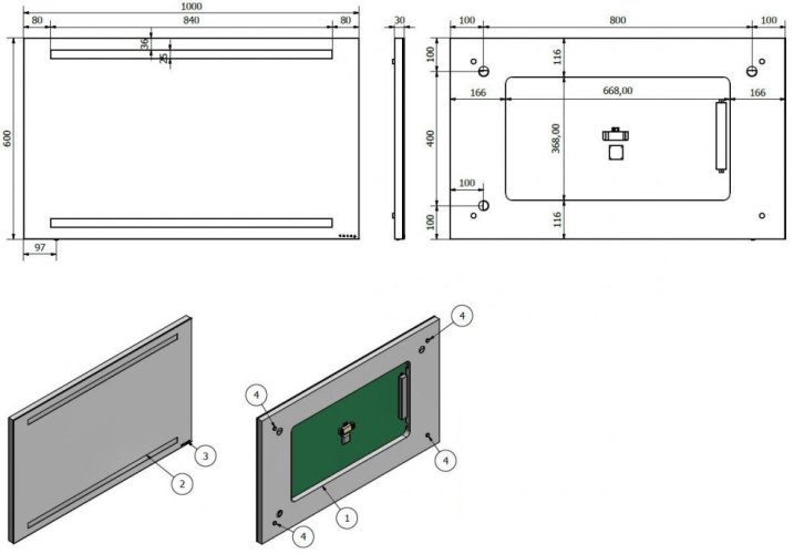 HOPA Zrcadlo s LED osvětlením NEŽÁRKA Rozměr A - 120 cm, Rozměr B - 3 cm, Rozměr C - 60 cm ZRNEZA6012