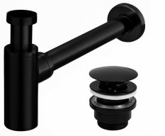 Olsen Spa Umyvadlový kovový sifon s click/clack zátkou, univerzální, černá BAHA5215