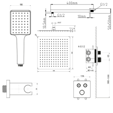 Sapho SMART SELECT podomítkový sprchový set s termostatickou baterií, 2 výstupy, vyústění, chrom RP042-01