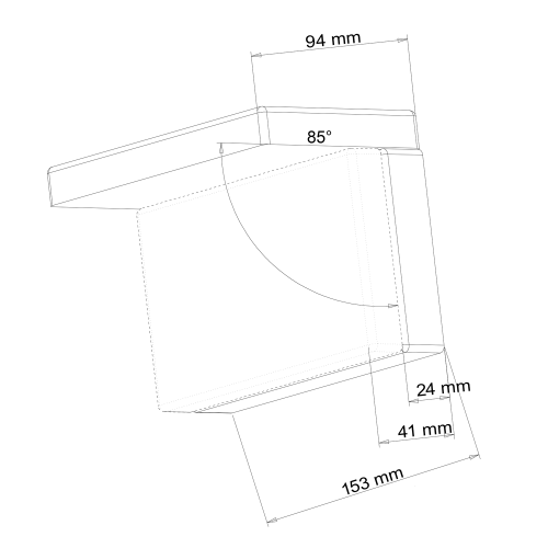 Sapho KASKÁDA nástěnná sprchová hubice, náklopná, šířka 153mm, chrom 5109