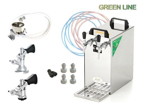 LINDR KONTAKT 40/K Green Line výčepní zařízení 2 kohouty - sestava komplet bajonet + plochý + sanitační adaptér, SET01614