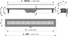 ALCA Podlahový žlab s okrajem pro perforovaný rošt APZ10-650M