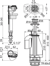 ALCA Splachovací souprava s dvoutlačítkem SA08AS 1/2" CHROM