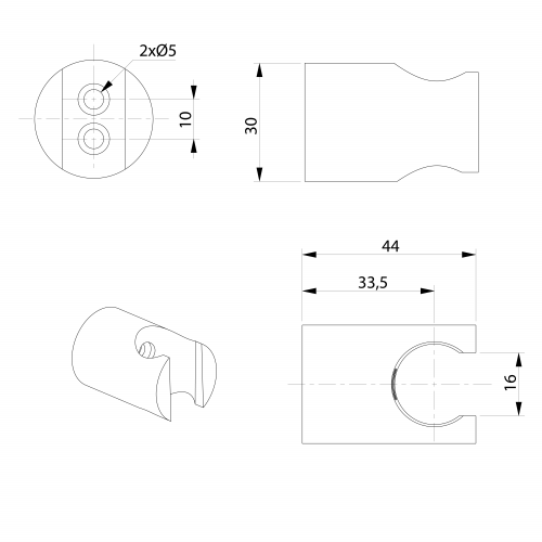 Sapho Držák sprchy kulatý, pevný, zlato mat 1205-15GB