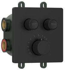 Sapho SMART SELECT podomítková sprchová termostatická baterie, box, 2 výstupy, černá mat RP042B