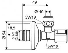 SCHELL COMFORT rohový regulační ventil s filtrem 1/2"x3/8", 054280699