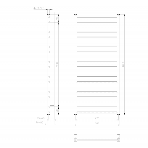 Sapho METRO DOS otopné těleso 500x1100 mm, bílá mat IR432T