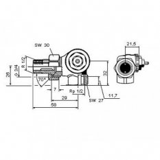 HEIMEIER V-EXAKT termostatický ventil 1/2 úhlový pravý, nikl, 3714-02.000