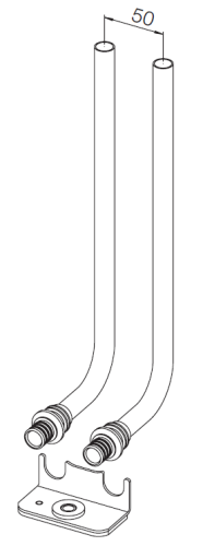 REHAU Sada kolenových připojovacích garnitur z CuMs k otopným tělesům, s upevňovacím třmenem na trubky RAUTHERM S 17 mm, 12405271001