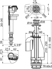 ALCA Splachovací souprava s dvoutlačítkem SA08ASK 3/8" CHROM