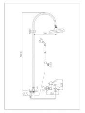 Arttec Vodovodní baterie vanová LABE s hlavovou a ruční sprchou, Barva: chrom, Rozměr: 150 mm L054.5/3