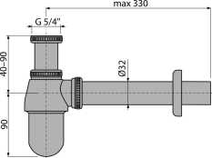 ALCA Sifon umyvadlový DN32 s převlečnou maticí 5/4", kov A431