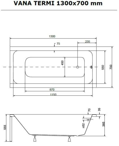 BESCO Obdélníková vana TERMI Nožičky k vaně - S nožičkami, Rozměr vany - 180 × 80 cm OLVTER18+OLVPINOZSTELWD