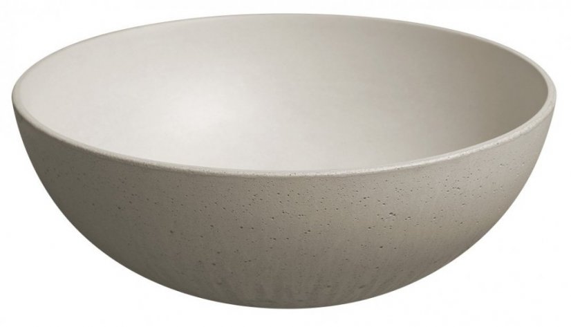 Sapho FORMIGO betonové umyvadlo na desku, včetně výpusti, Ø 39cm, písková FG033
