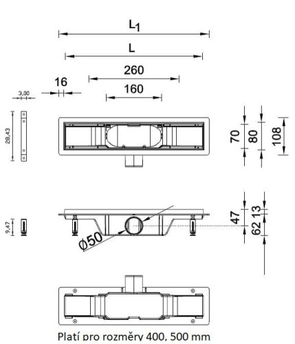 HOPA Odtokový žlab STANDARDline MEDIUM Rozměr A - 100 cm, Varianta roštu - Medium OLPZLABST99