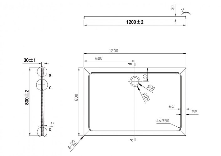 Olsen Spa Obdelníková mramorová sprchová vanička VENETS Rozměr A - 120 cm, Rozměr B - 80 cm VANKOBD8012