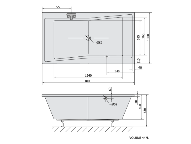 Polysan QUEST obdélníková vana 180x100x49cm, černá mat 78511.21