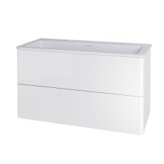 Mereo Siena, koupelnová skříňka s umyvadlem z litého mramoru 101 cm, bílá lesk CN412M2