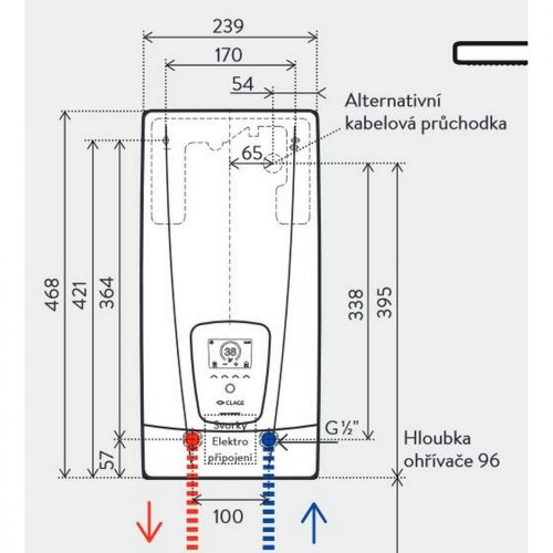 CLAGE DSX TOUCH SERVOTRONIC MPS komfortní průtokový ohřívač, 18-27kW, 400V, 3200-36600