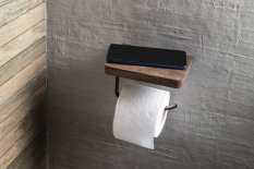 Sapho SKA držák toaletního papíru s poličkou 15x10x12cm, černá mat/ořech SKA417