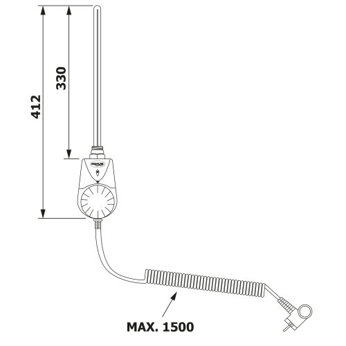 Aqualine Elektrická topná tyč s integrovaným termostatem 600W, bílá TS-600B