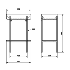 Sapho PUNO podstavec s umyvadlem 550x860x360mm, zlato mat SKA570-5-01