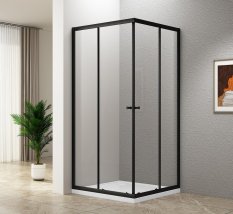 Aqualine AGGA BLACK čtvercová sprchová zástěna 900x900mm, čiré sklo BLF909