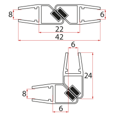 Gelco Set magnetických těsnění 45°pro sklo 6/8mm, 1900mm NDGL05