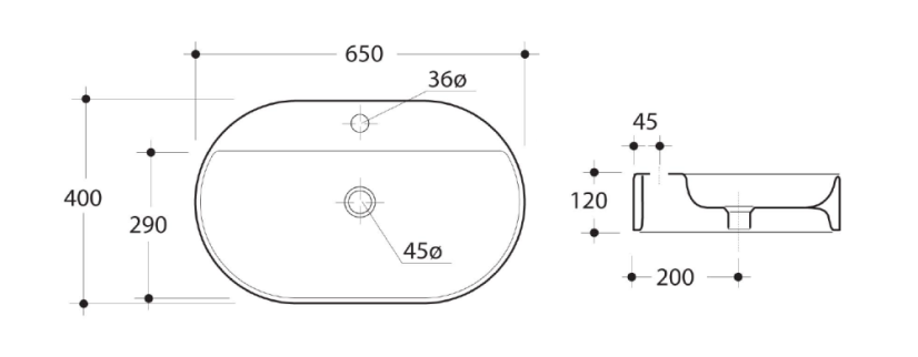 Kerasan RING keramické umyvadlo na desku 65x40cm, bílá 28501
