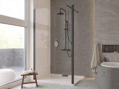 BESCO Walk-in sprchový kout ECO-N BLACK Barva rámu - Černá, Pevná stěna - Bez pevné stěny, Rozměr A - 120 cm, Rozměr C - 195 cm, Výplň - Čiré bezpečnostní sklo - 6 mm BCEXON120BC