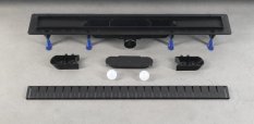 Polysan KLAVER podlahový žlab s nerezovým roštem, L-710, DN50, černá mat 73721B