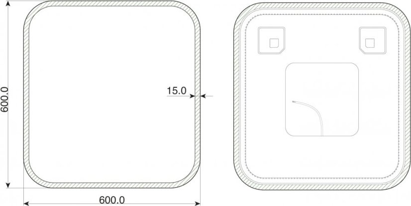 HOPA Zrcadlo s LED osvětlením ALFELD Rozměr A - 60 cm, Rozměr C - 60 cm OLNZALF6060