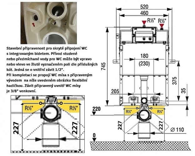 CREAVIT Moon WC závěsné s integrovaným bidetem (2v1), MO320