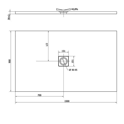 Polysan FLEXIA vanička z litého mramoru s možností úpravy rozměru, 150x90cm 72898