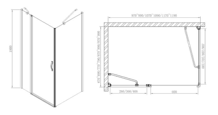 Gelco ONE sprchové dveře s pevnou částí 1100 mm, čiré sklo GO4811