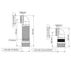 Bruckner Flexi dopojení s kolenem 90° pro závěsné WC, 205-370mm 159.320.0