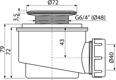 ALCA Sifon vaničkový s nerezovou mřížkou A46-50