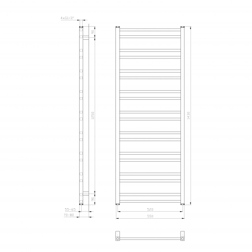 Sapho METRO DOS otopné těleso 550x1430 mm, bílá mat IR430T