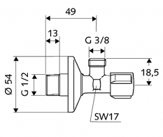 SCHELL COMFORT regulační ventil DN15, rohový, s rukojetí, chrom, 052120699